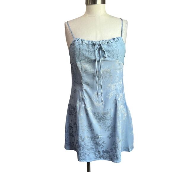 Cider Floral Jacquard Corset Mini Dress in Baby Blue Size Large - Picture 1 of 8
